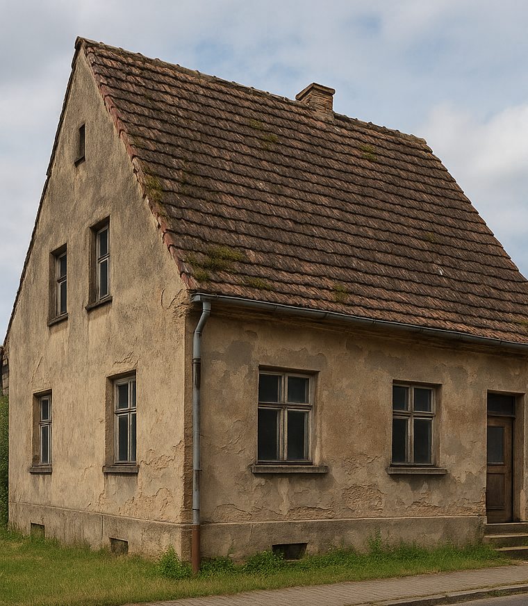 Altbau vor der Sanierung – verwitterte Fassade und altes Dach in Wolmirstedt